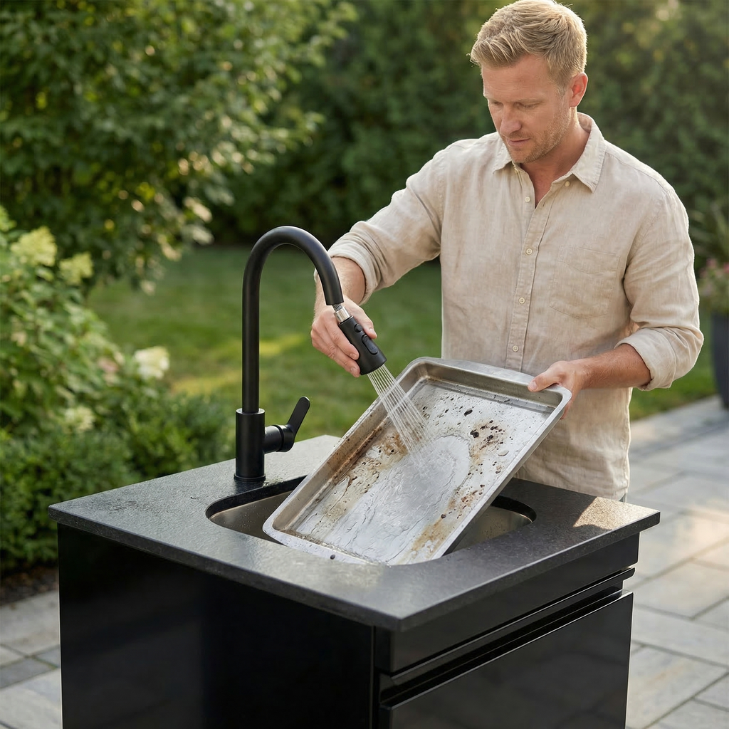 Double Door Sink Cabinet with Soft-Closing Doors - Stainless Steel