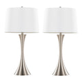 Contemporary Elegant Table Lamp Set with 3-Way Switch - Pearl Silver or Bronze