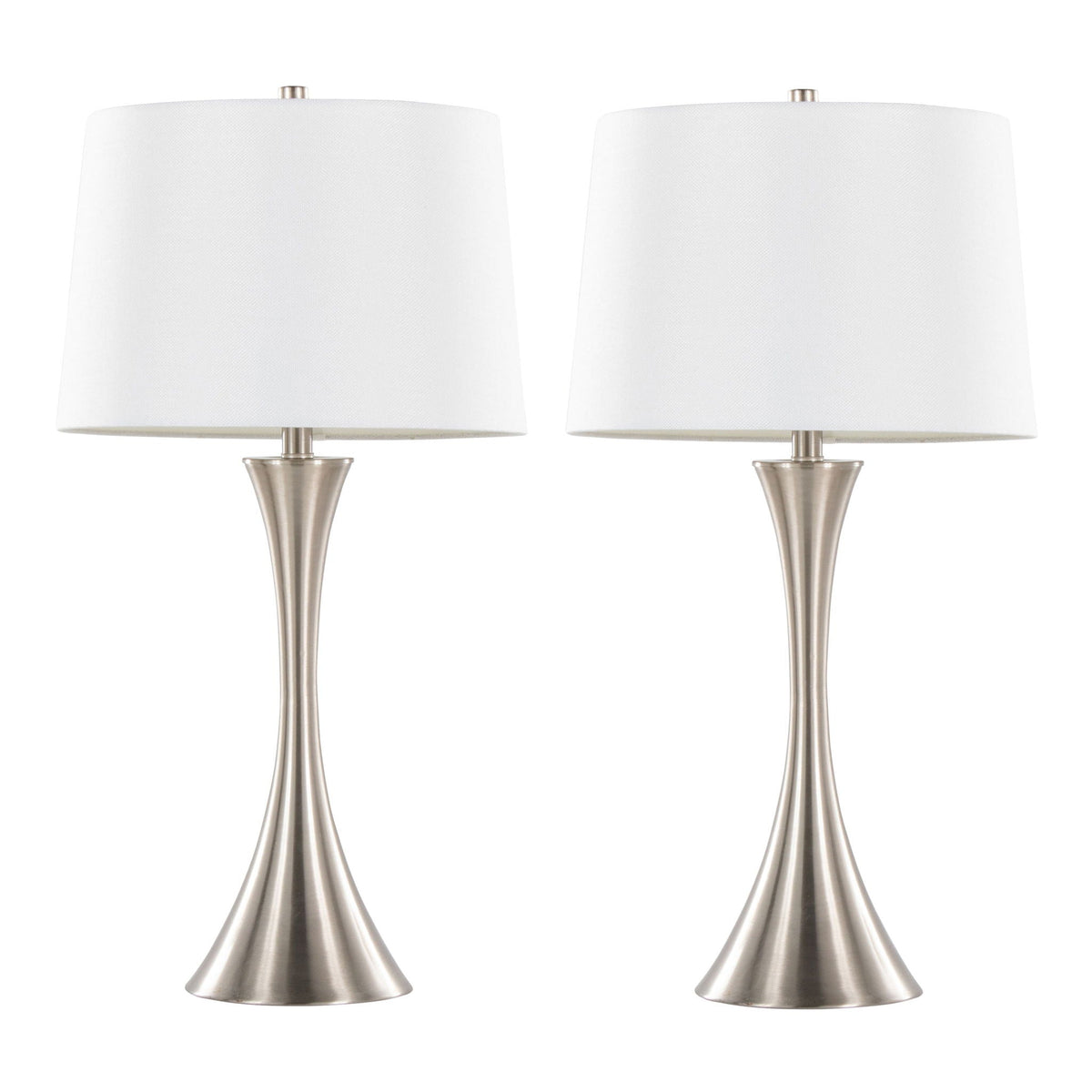 Contemporary Elegant Table Lamp Set with 3-Way Switch - Pearl Silver or Bronze