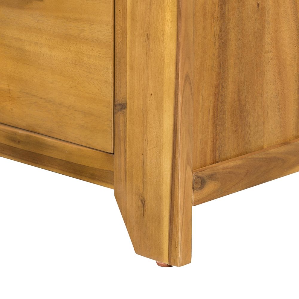 Natural Wood Nightstand with Smooth Glide Drawer - Brown