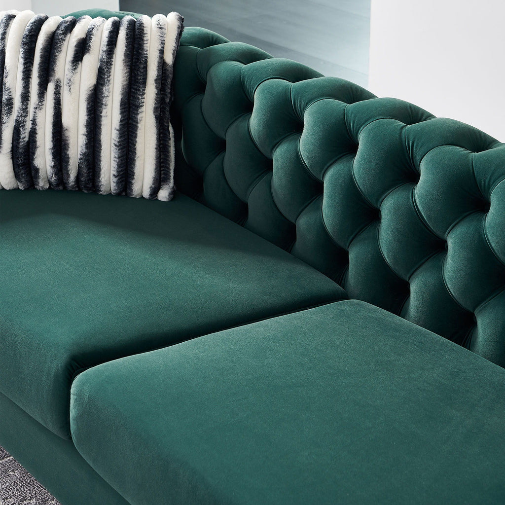 Modern Tufted Living Room Sofa with Button Detail - 84.25" Wide, Multiple Colors
