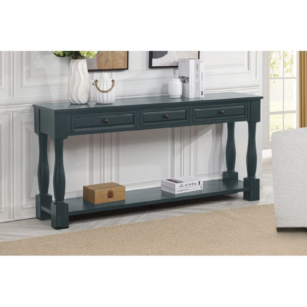 Long Console Table with Drawers and Shelf - Dark Brown or Blue
