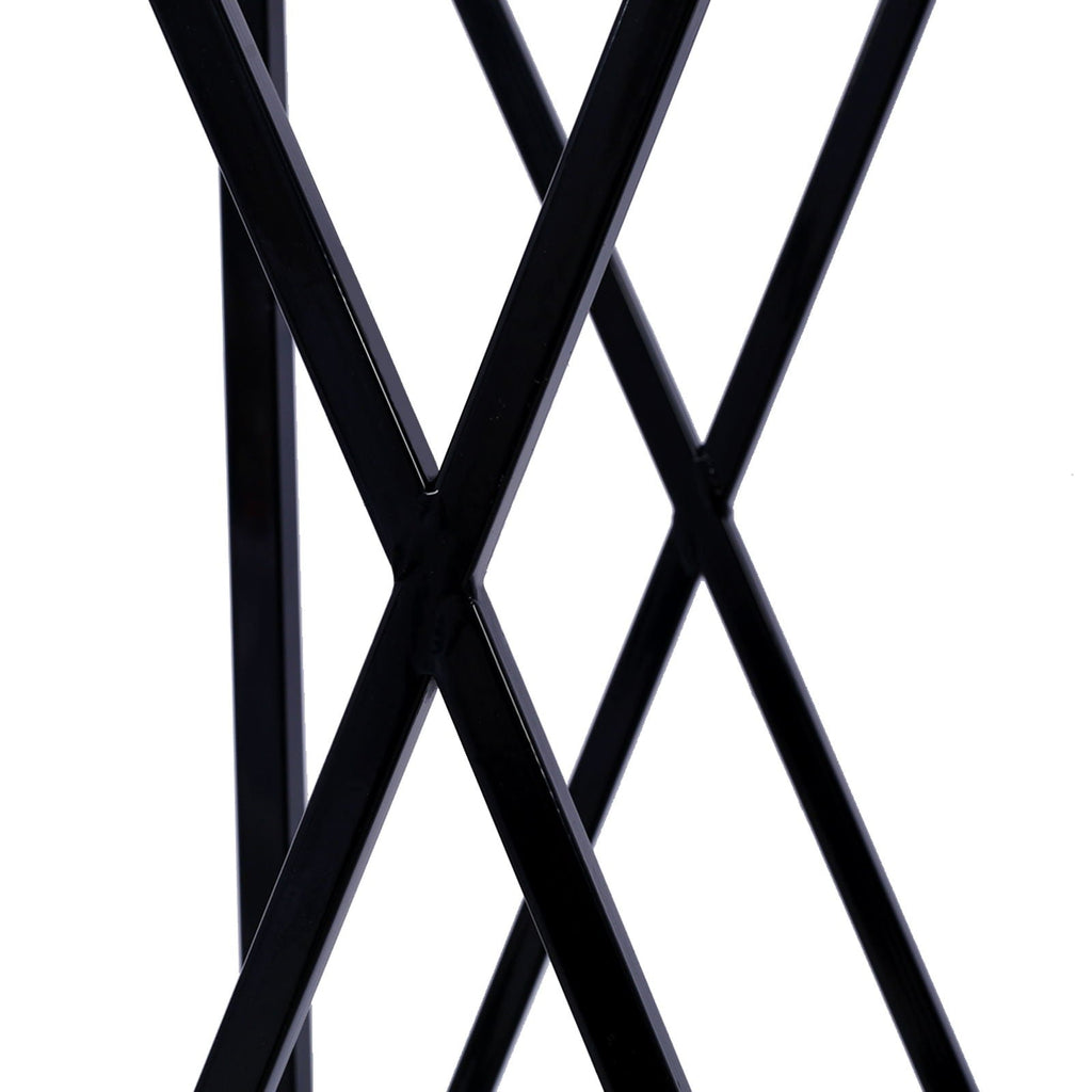 Decorative Firewood Storage Log Rack Holder with Openwork Design - Black