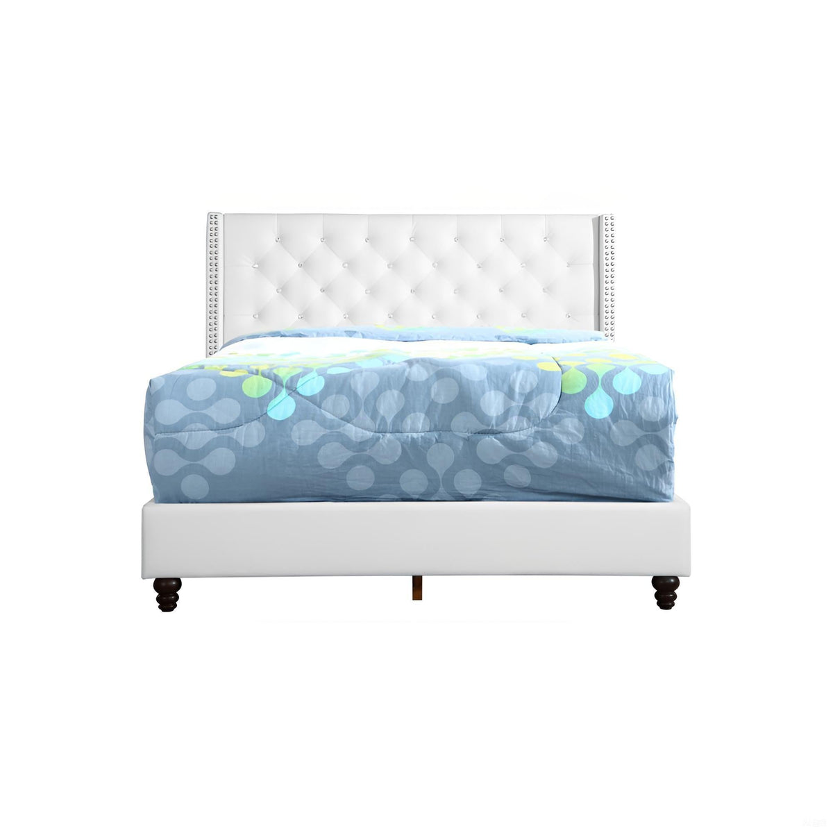 Upholstered Nailhead Trim Chic Bed with Tufted Headboard - Multiple Colors