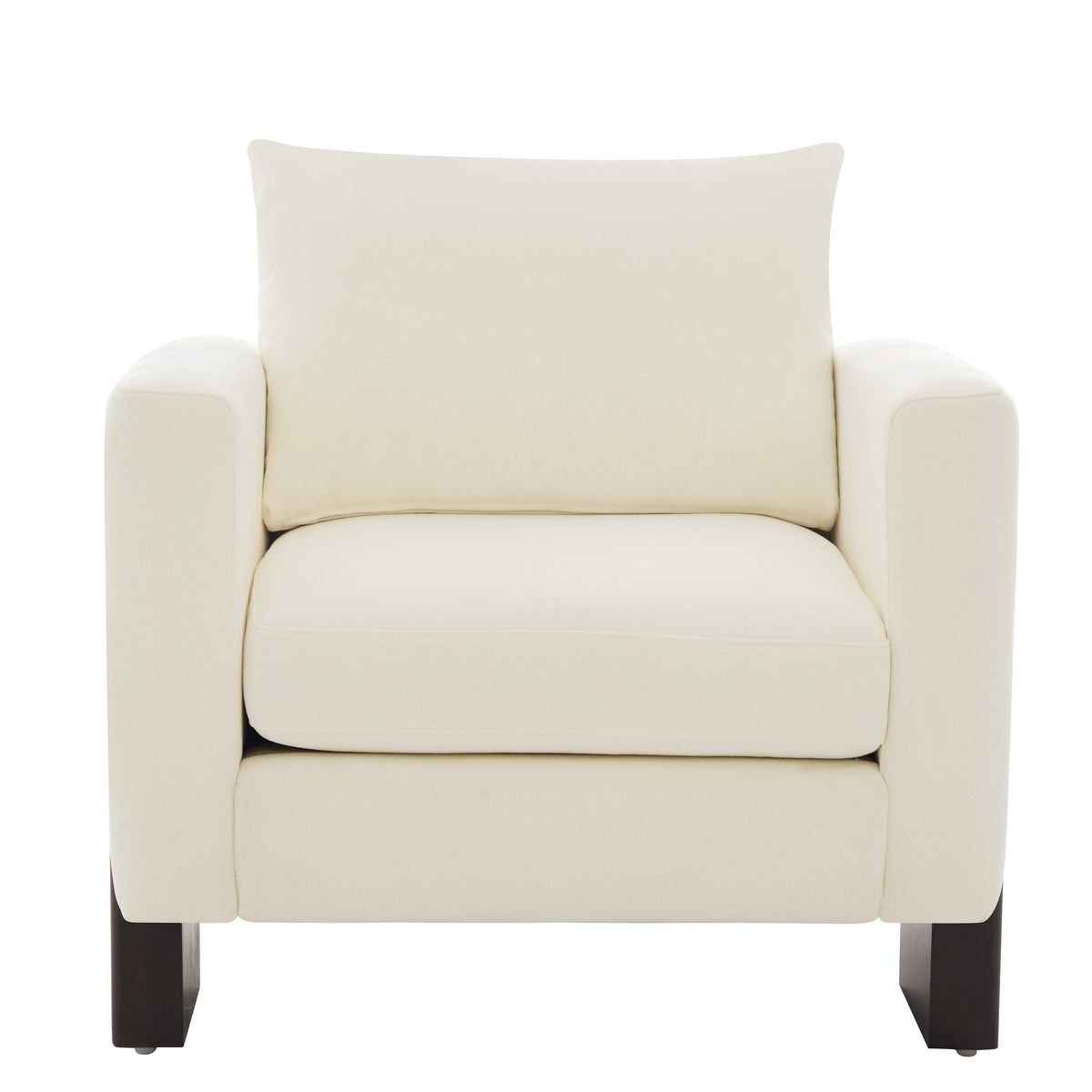 Modern Accent Chair with Rubberwood Legs - Beige Chenille