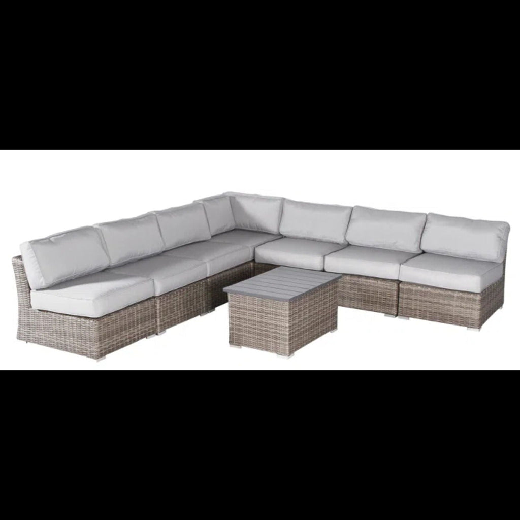 Wicker Sectional Sofa with Cushions and Table - Gray
