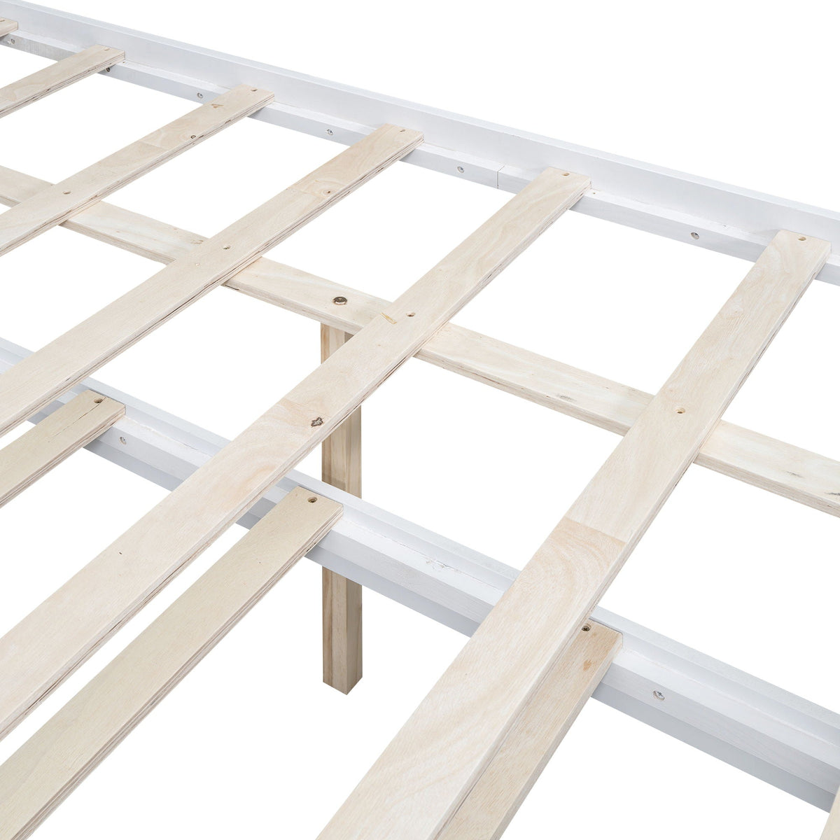 Full Size Platform Bed with Storage LED Headboard and Twin Trundle - White