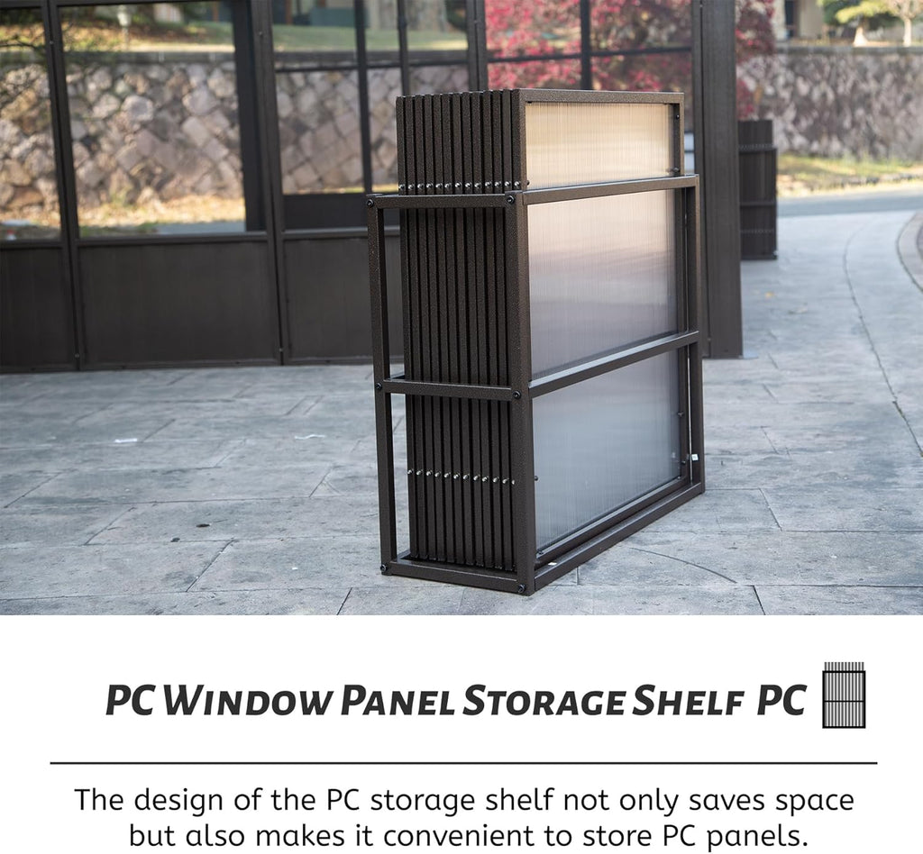 10x12FT Aluminum Sunroom with Detachable Windows - Dark Brown