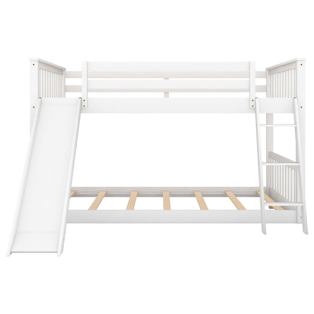 Bunk Bed with Convertible Slide and Ladder - White or Dark Gray