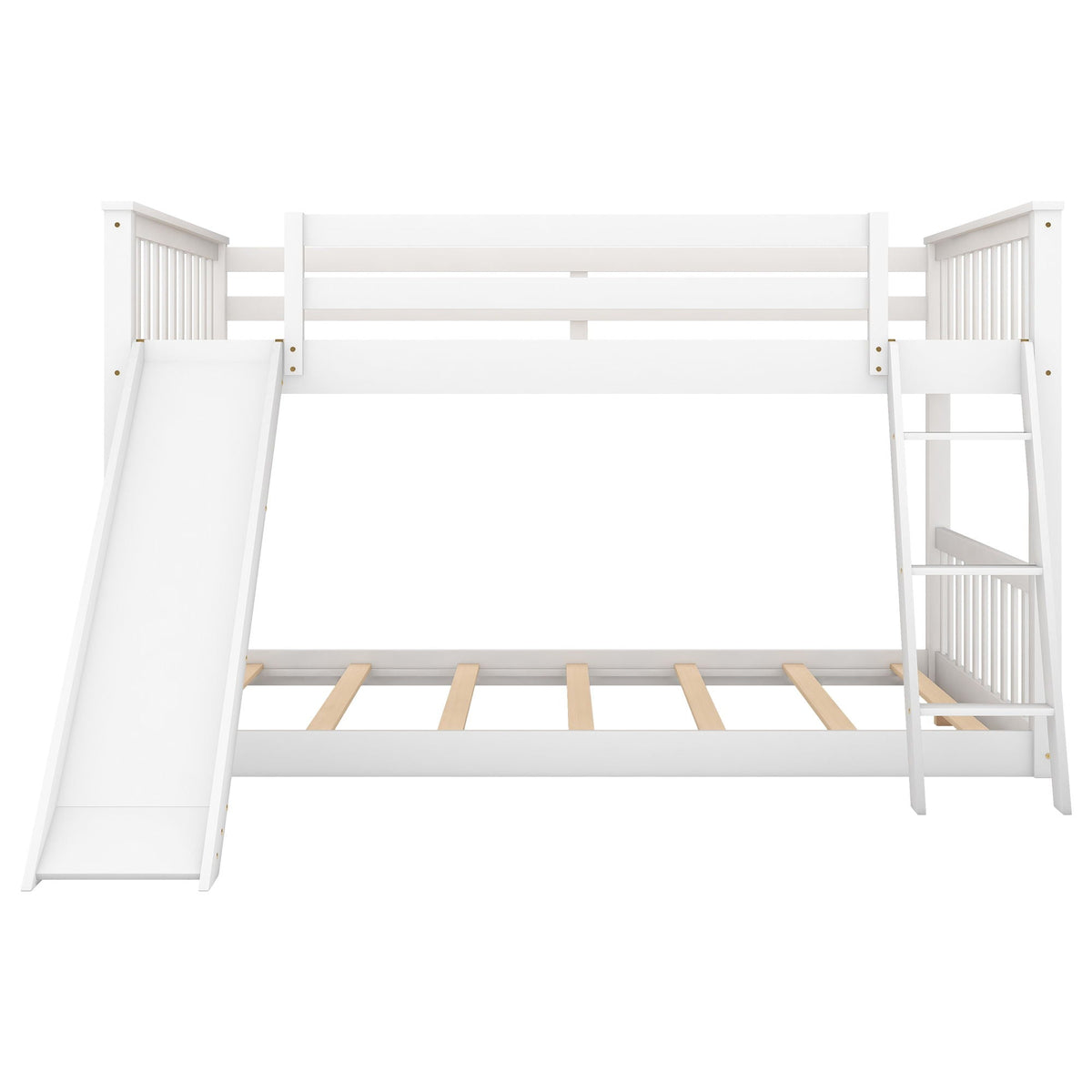 Bunk Bed with Convertible Slide and Ladder - White or Dark Gray