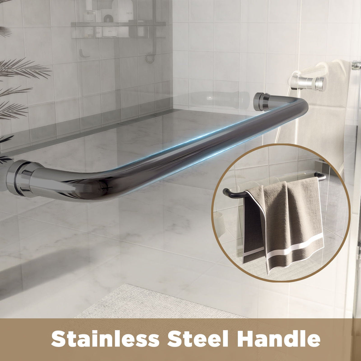 Double Sliding Shower Door with Explosion Proof Film - Black, Gray, or Dark Gray