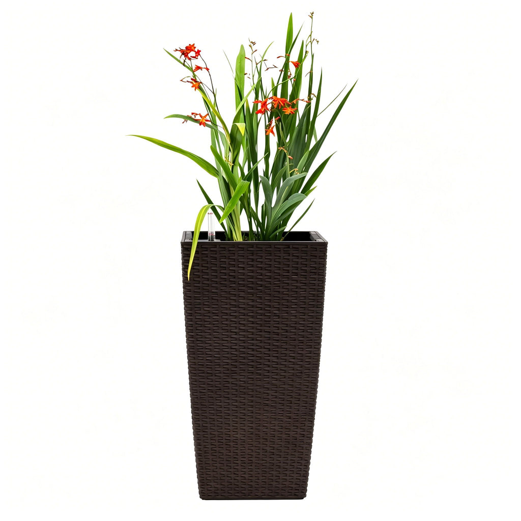 Indoor Outdoor Planter with Automatic Watering System - Dark Brown, Black, or White