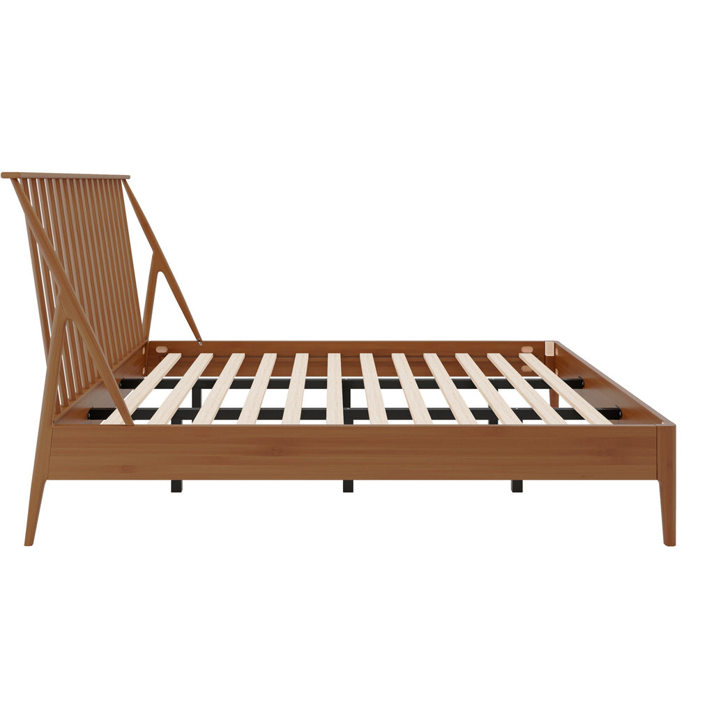 Bohemian Platform Bed with Tall Headboard - Dark Brown or Black