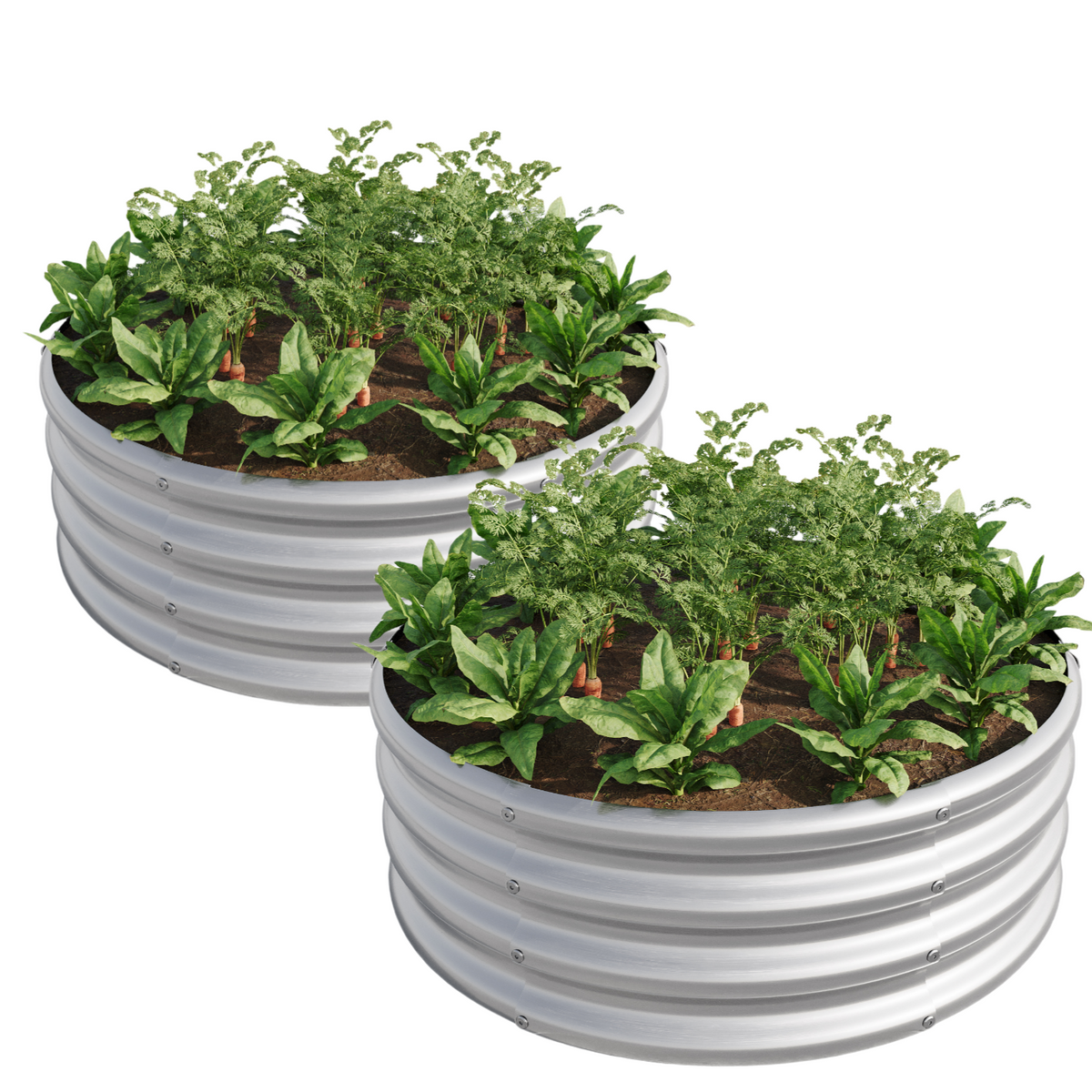 Tall Round Metal Raised Garden Beds with Durable Metal Construction - Silver