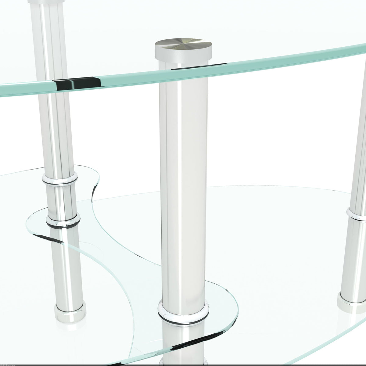 Transparent Oval Glass Coffee Table with 3-Layer Tempered Glass - White or Light Brown