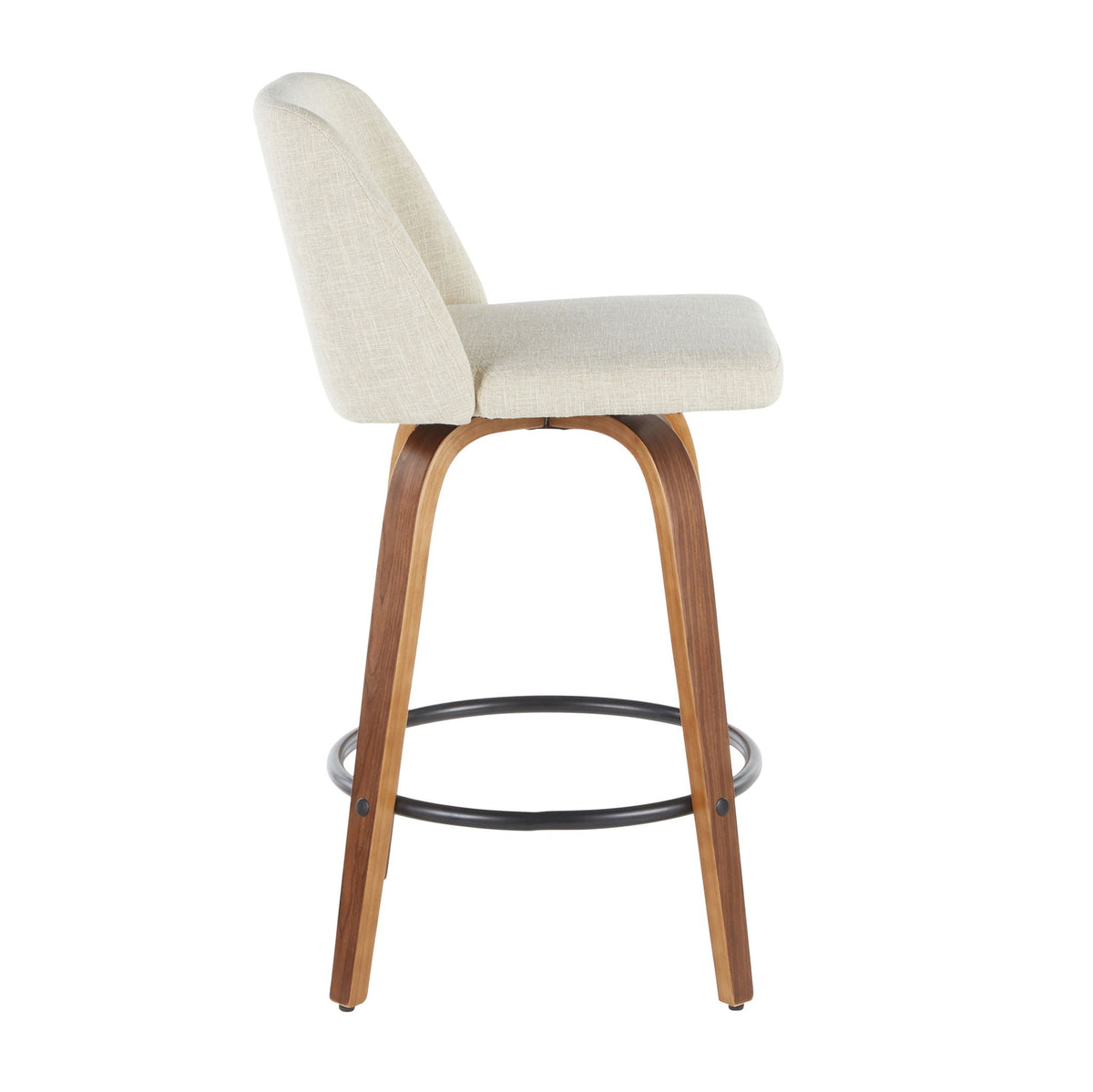 Mid-Century Modern Counter Stools with Padded Seat - Black or Gray