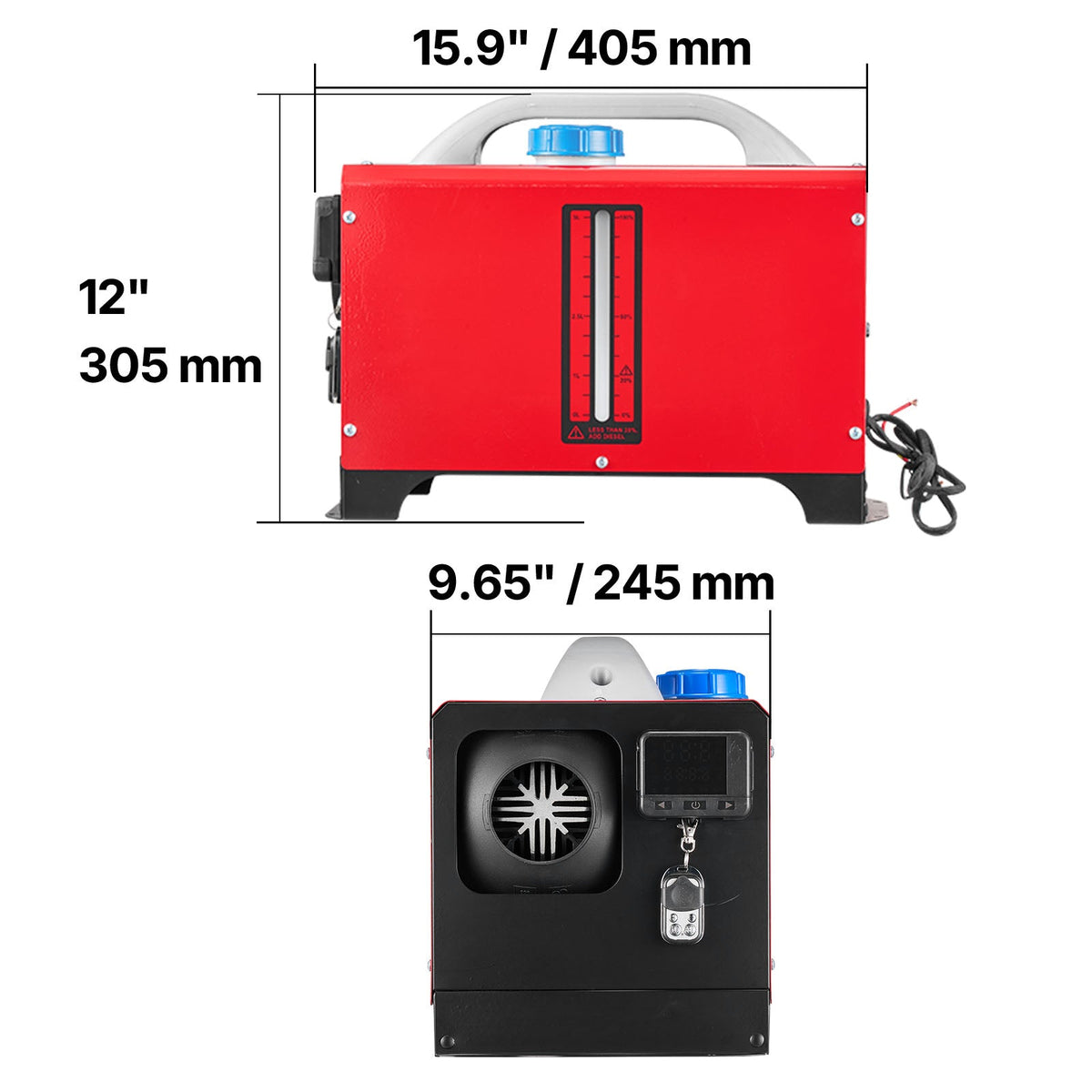 Diesel Air Heater 8kW with Dual Control - Red
