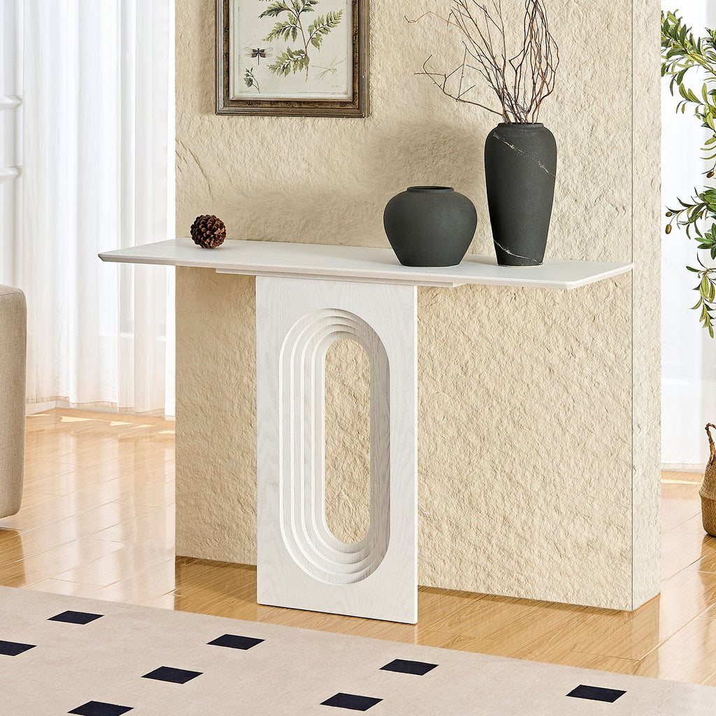 47.24 Inch Entryway Table with Unique Loopback Design - White or Walnut