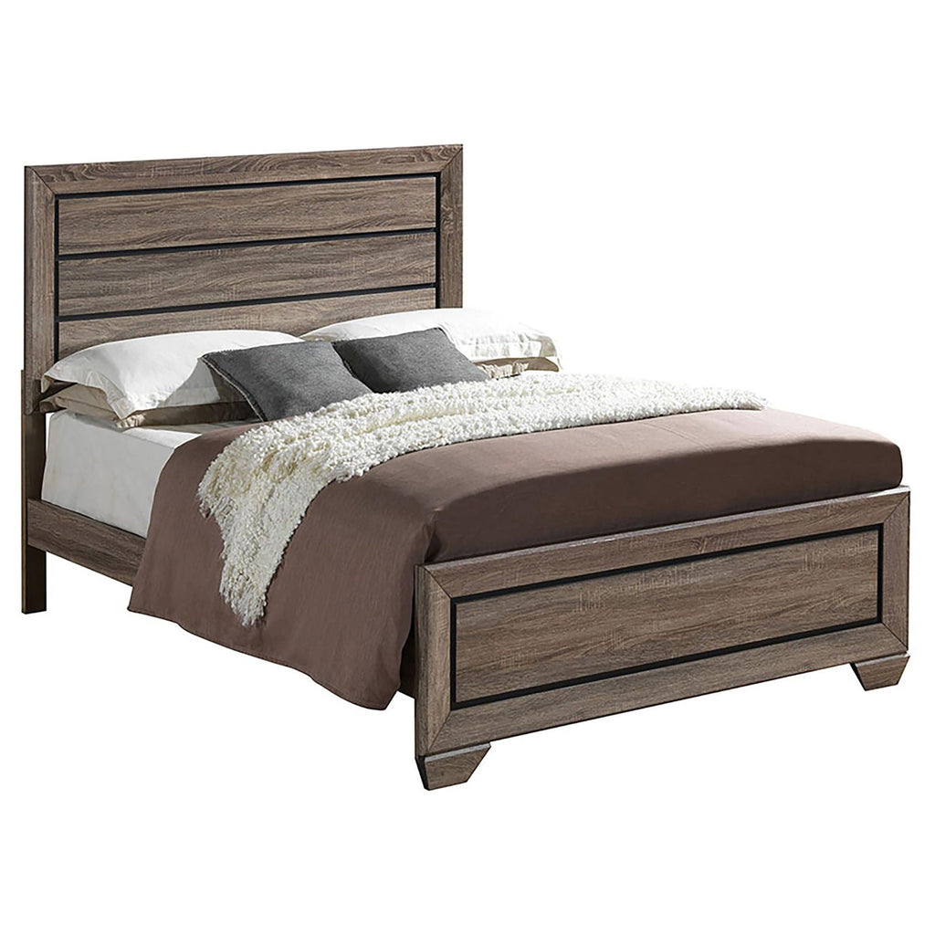 Oatfield Panel Bed with Slatted Design - Dark Brown