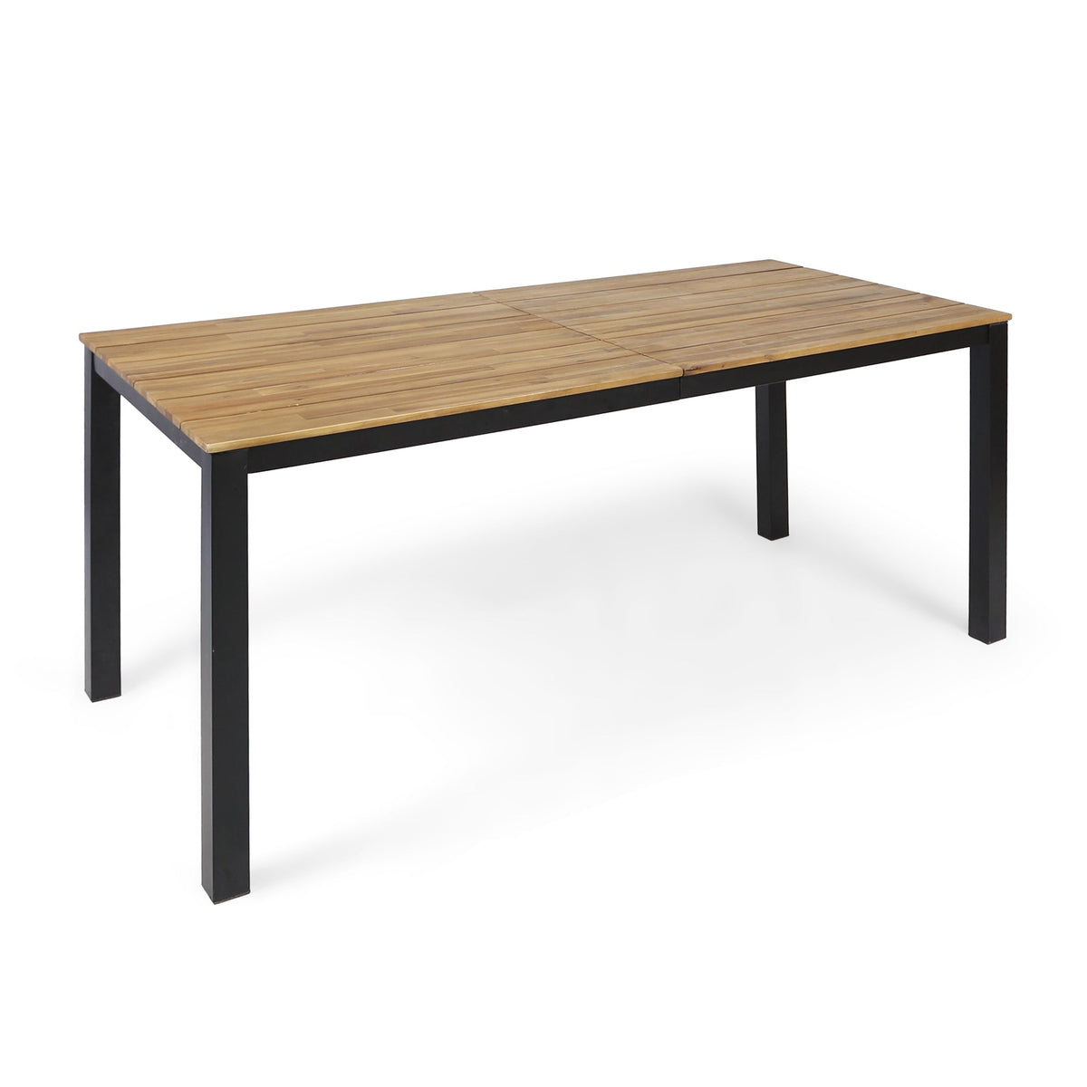 Outdoor Acacia Wood Dining Set with 71" Table & 2 Benches - Black/Teak