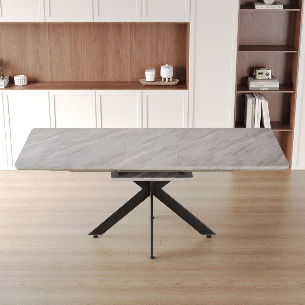 Modern Extendable Dining Table Set with Soft Padded Armless Chairs - White, Gray, or Dark Gray