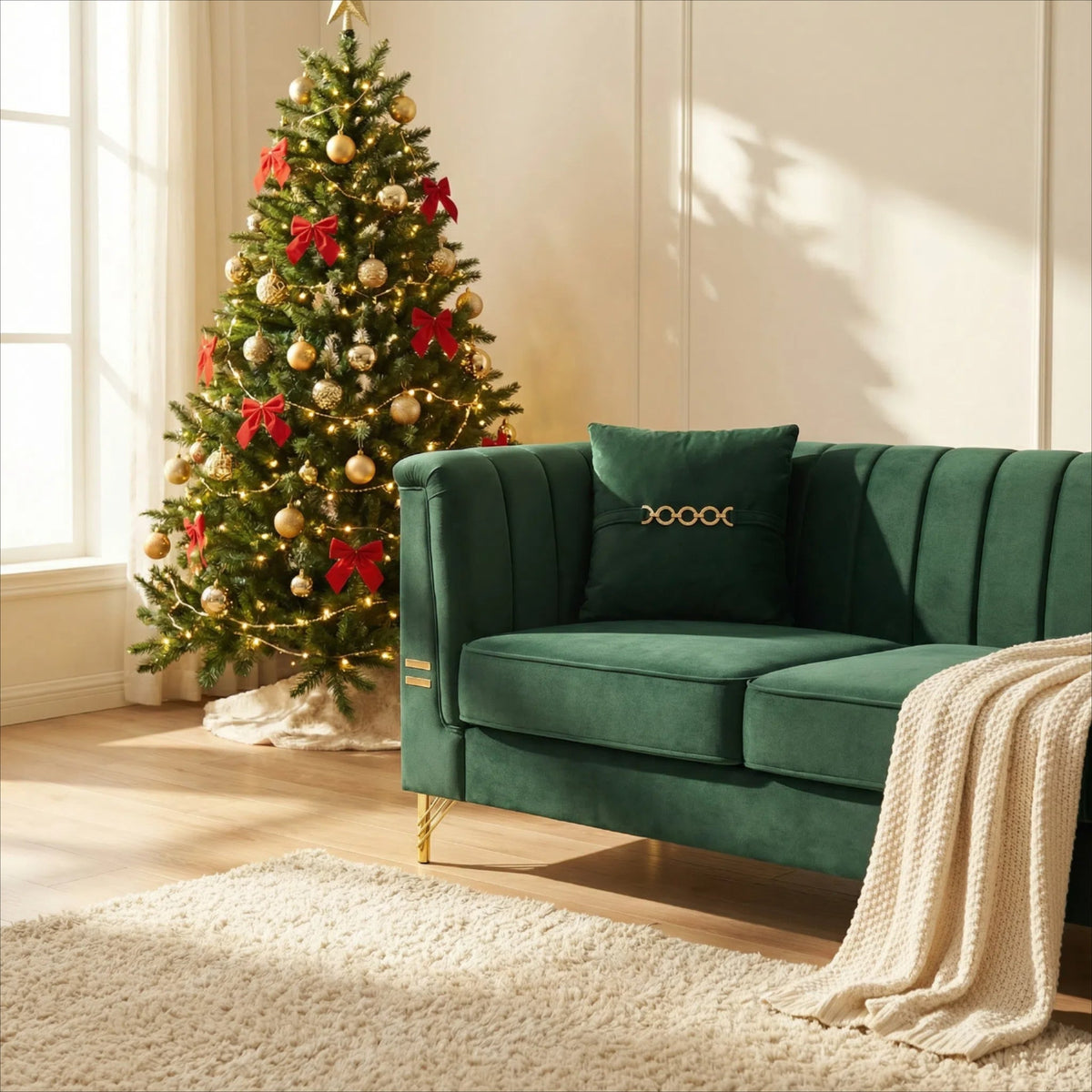 Velvet Sofa with Durable Construction - Gray