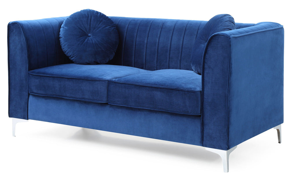 Glam Styled Micro Suede Loveseat with Channel Quilting - Multiple Colors