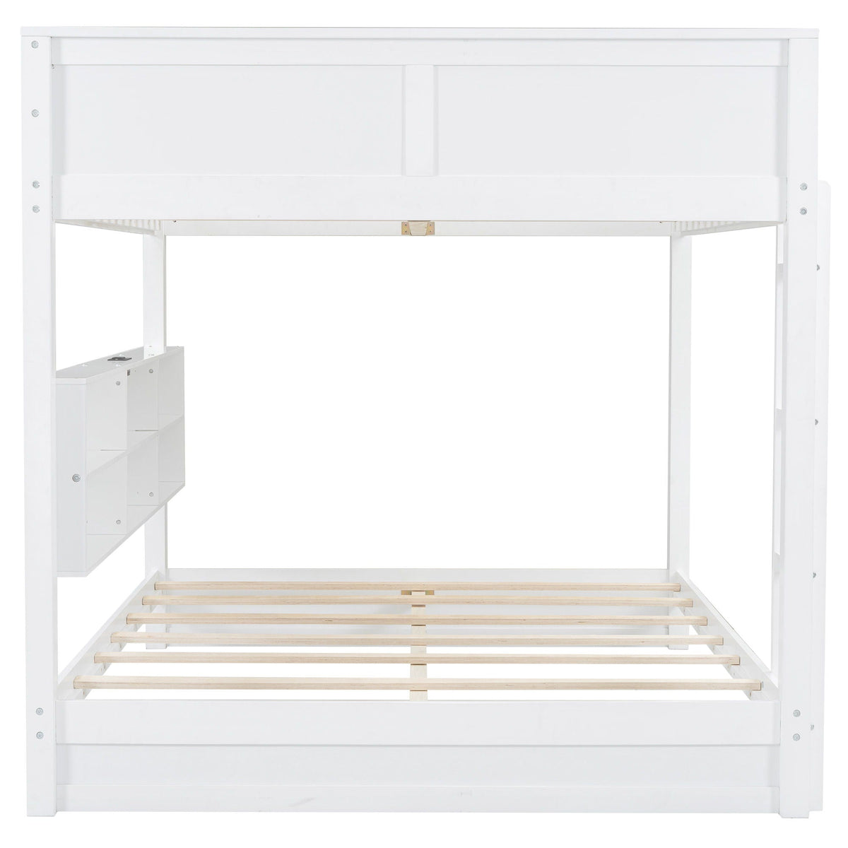 Queen Bunk Bed with Storage Cabinets and USB Ports - Dark Brown or White