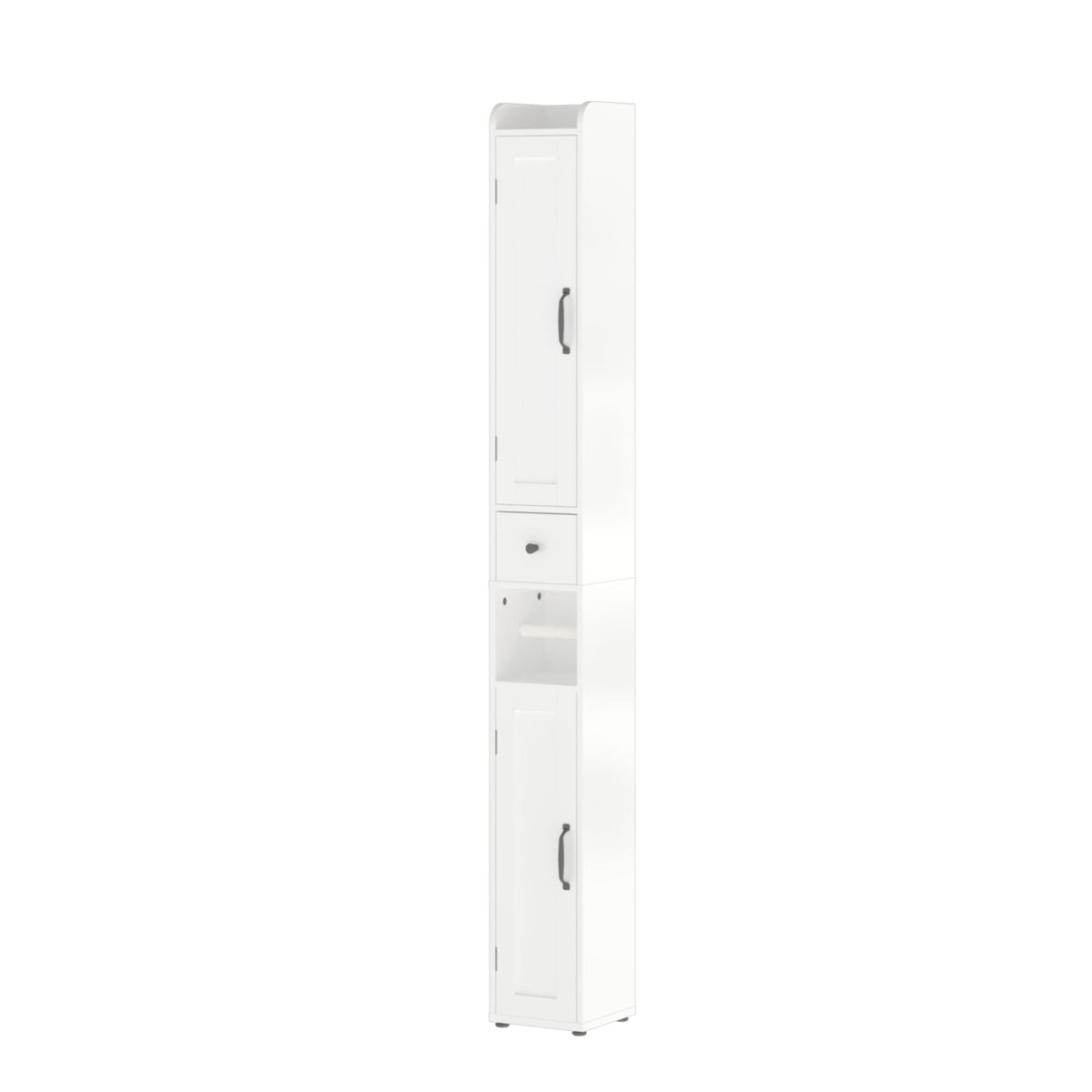 Slim Tall Bathroom Storage Cabinet with Adjustable Shelves - White