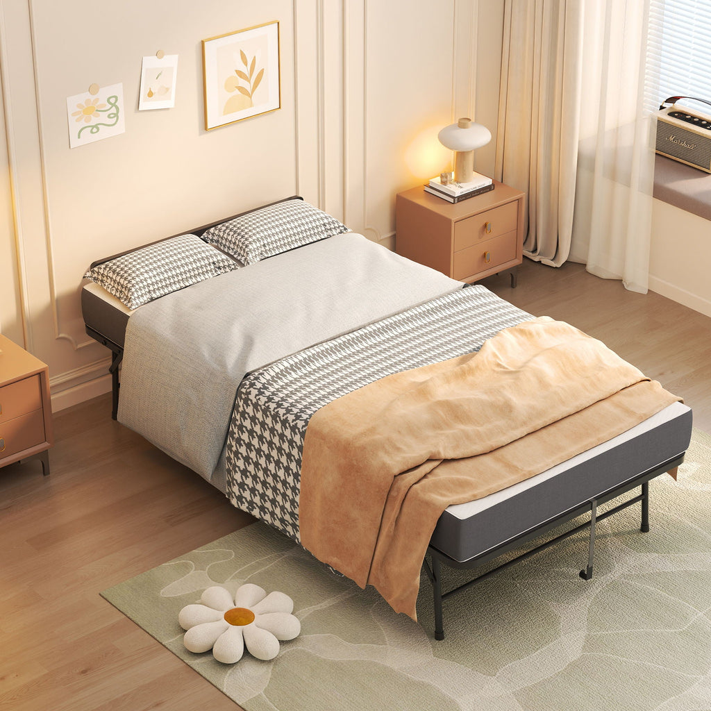Twin Folding Bed with Adjustable Headboard – Memory Foam, Heavy-Duty Frame, Black