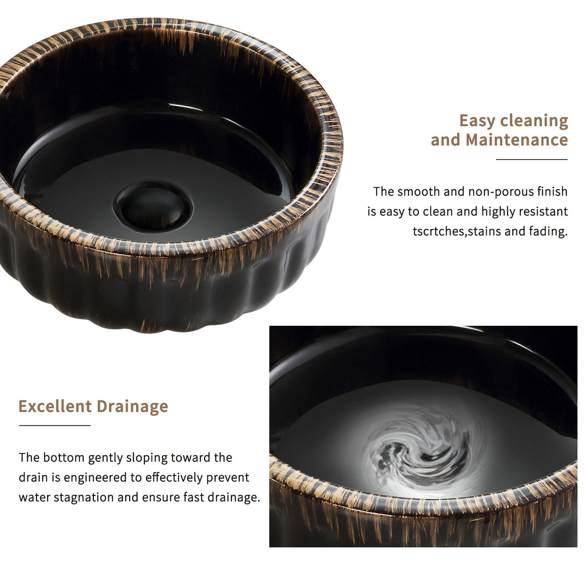 Black Vessel Sink with Modern Design - Black
