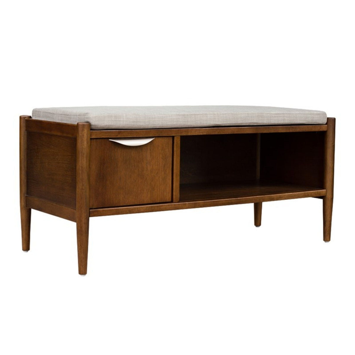 Accent Bench With Storage and Upholstered Cushion - Walnut Brown