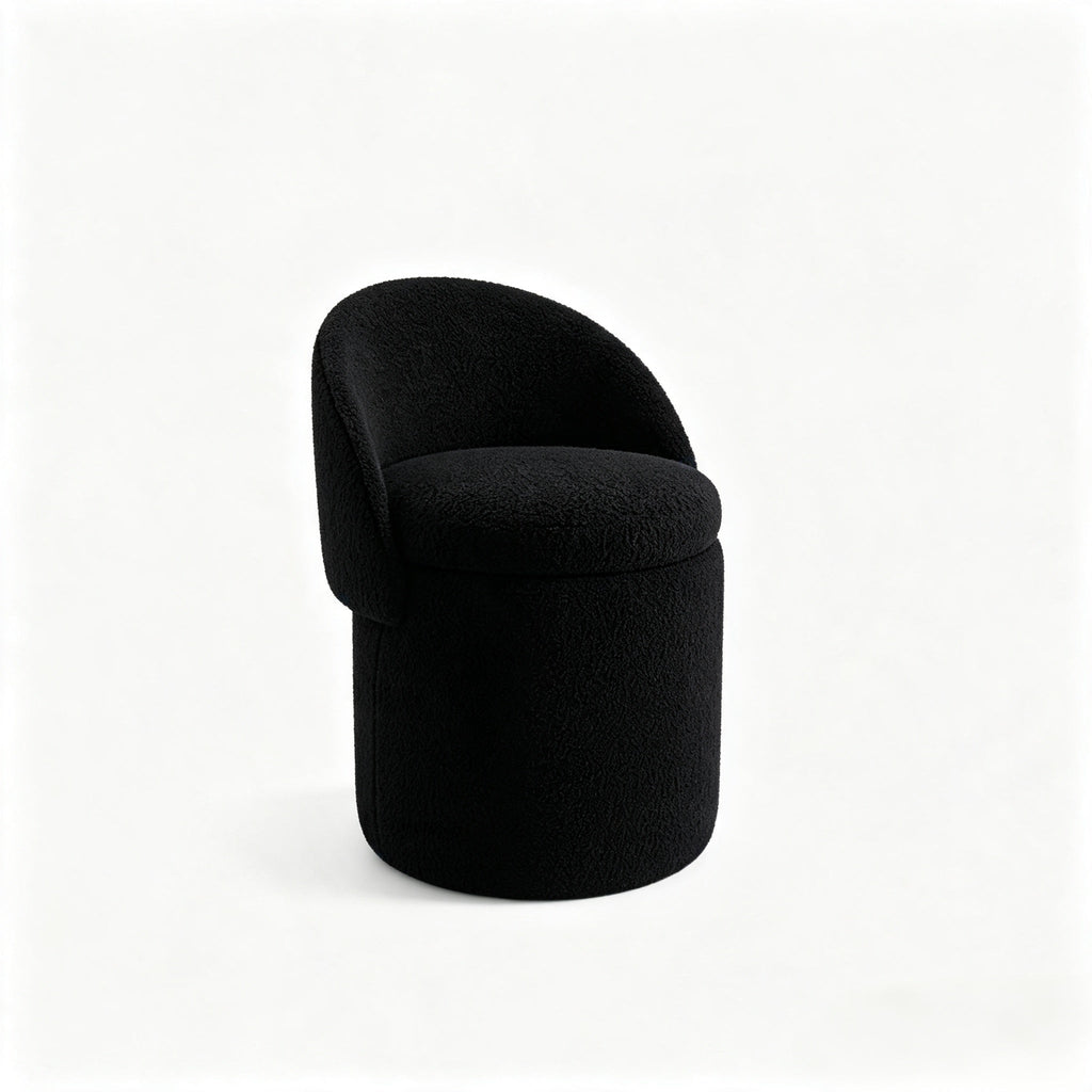 Upholstered Makeup Stool with Storage and Foldable Backrest - Velvet