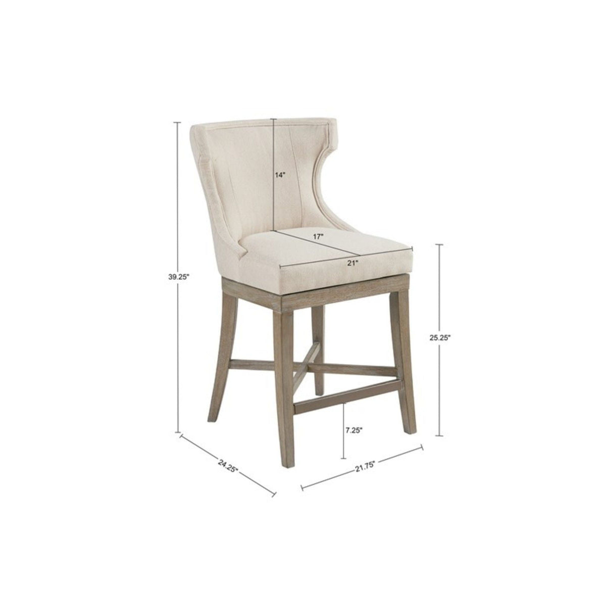 Carson Counter Stool with Swivel Seat - Wingback Design - Beige, Gray, Blue