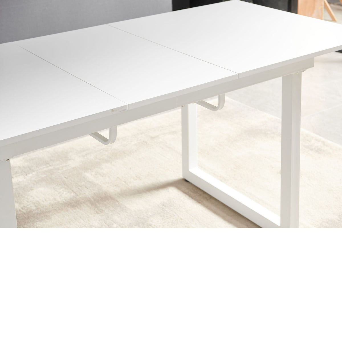Square Extendable Dining Table with Metal Leg - Black or White