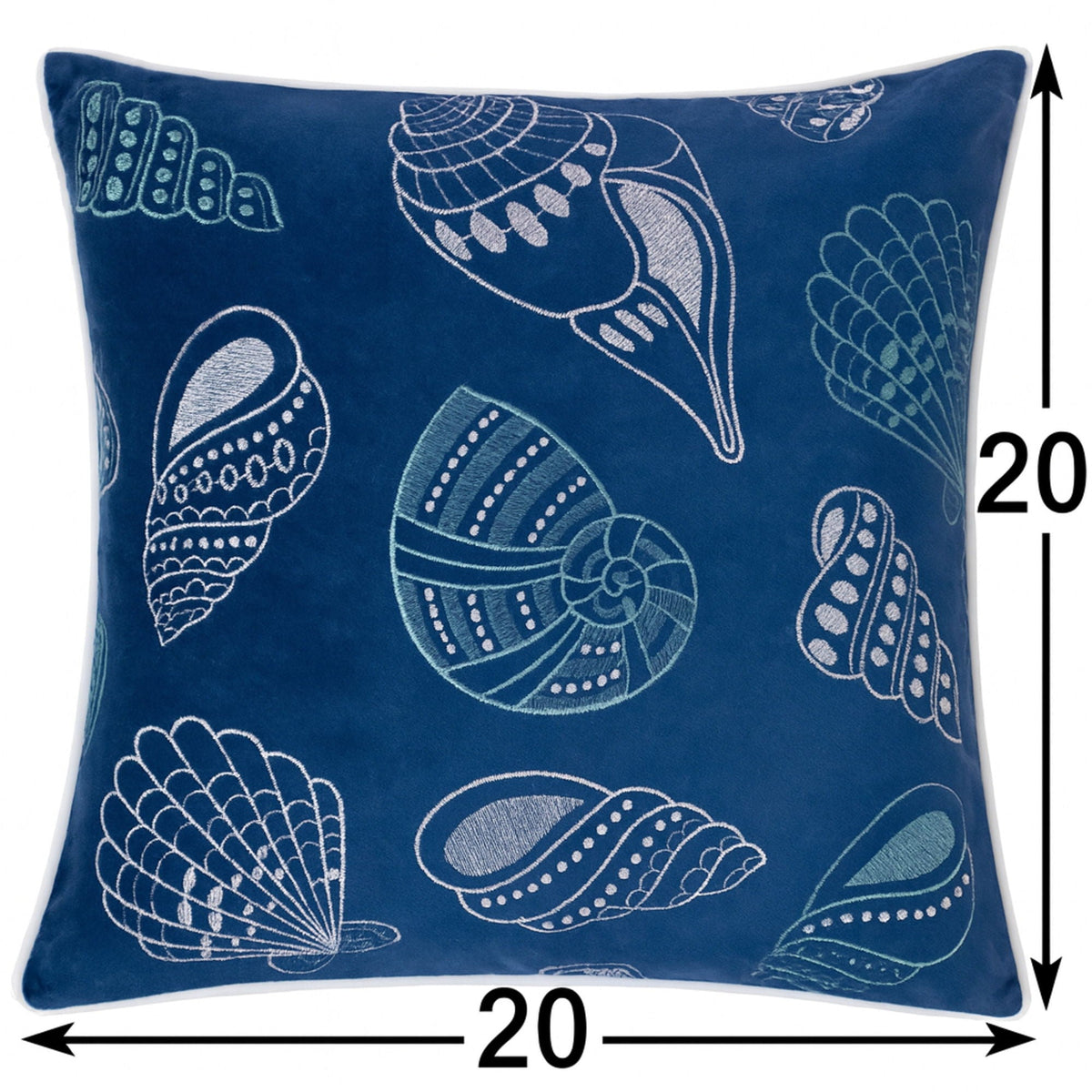 Seashells Pillow Cover with Hidden Zipper - Blue or Light Blue
