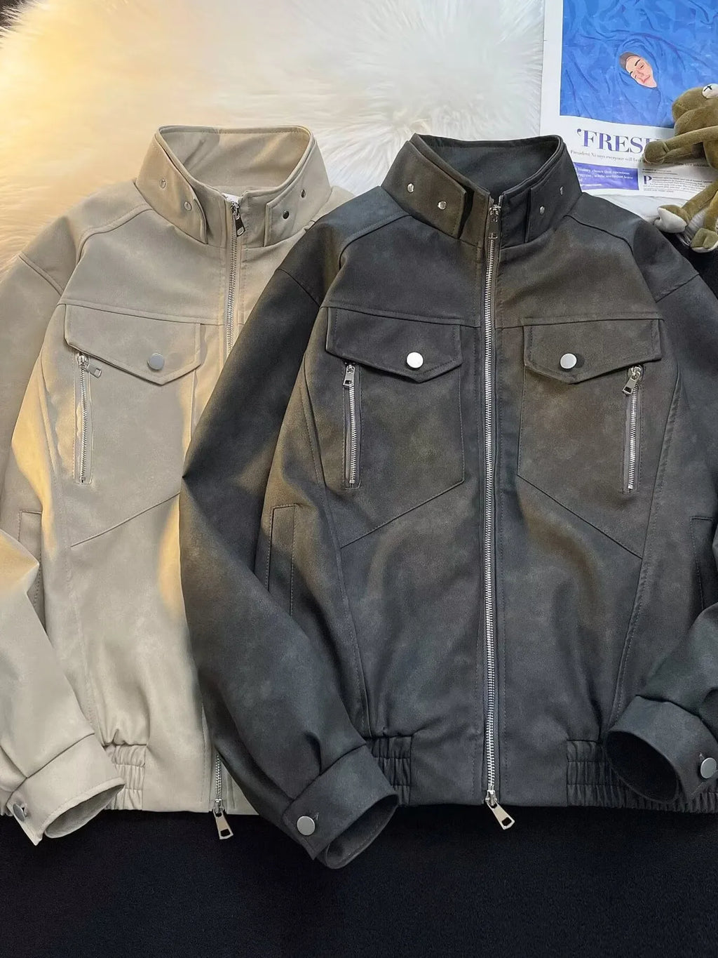 Men's Zip Up Casual Bomber Jacket