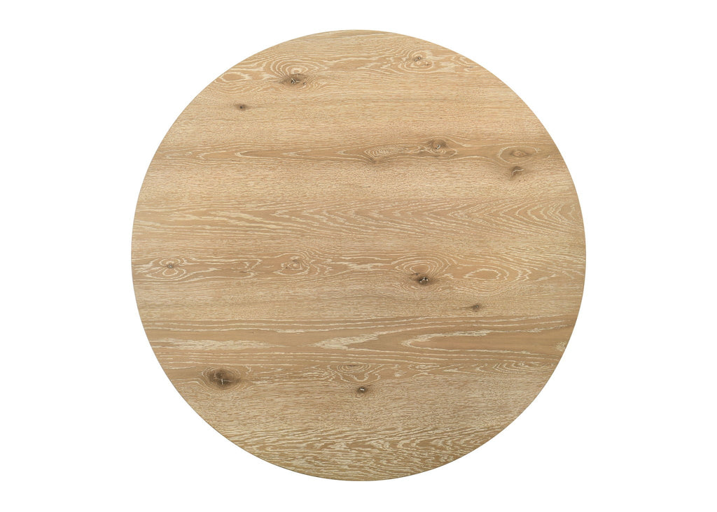 Tate Round Dining Table with Metal Base - Oak Finish