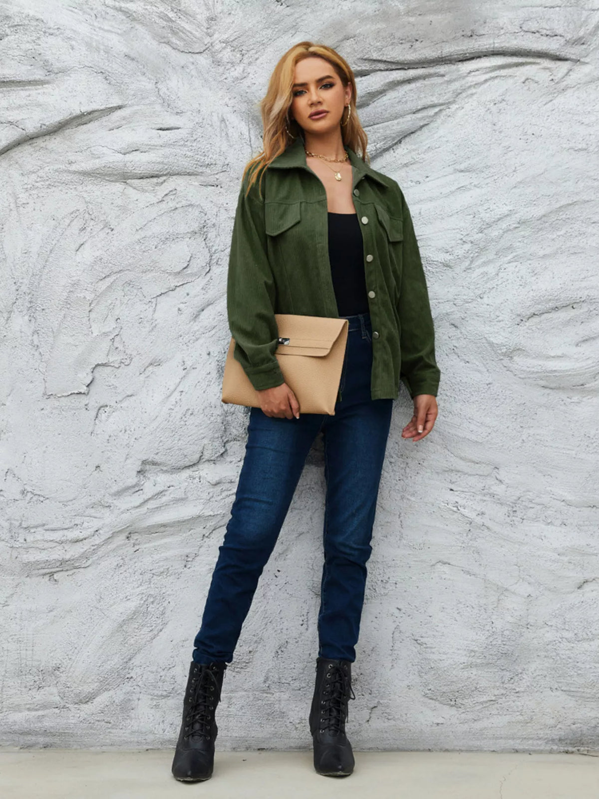 Casual Corduroy Button-Down Jacket
