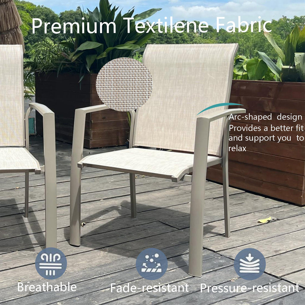 Metal Outdoor Patio Chairs Set of 2 with Stackable Design - Black