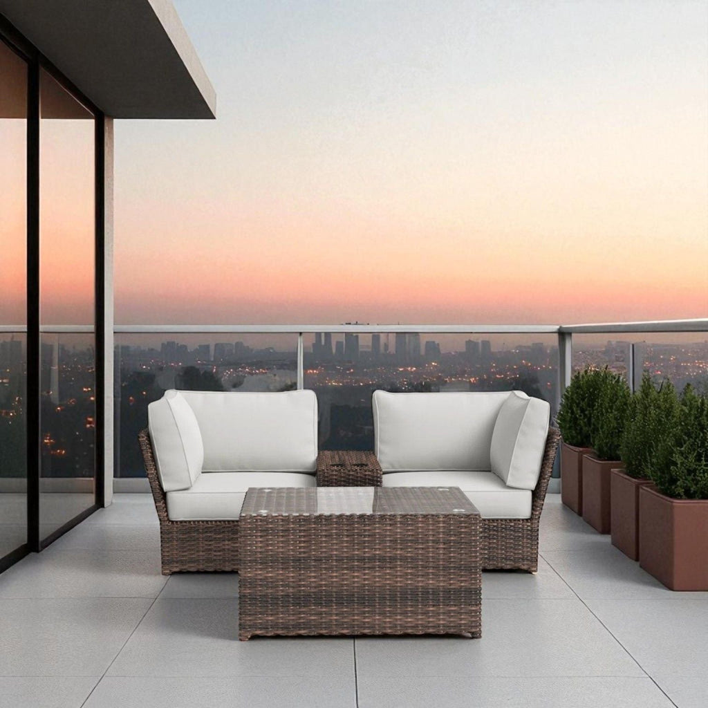 Modern Patio Rattan Sectional Set with Cushions - Multiple Colors