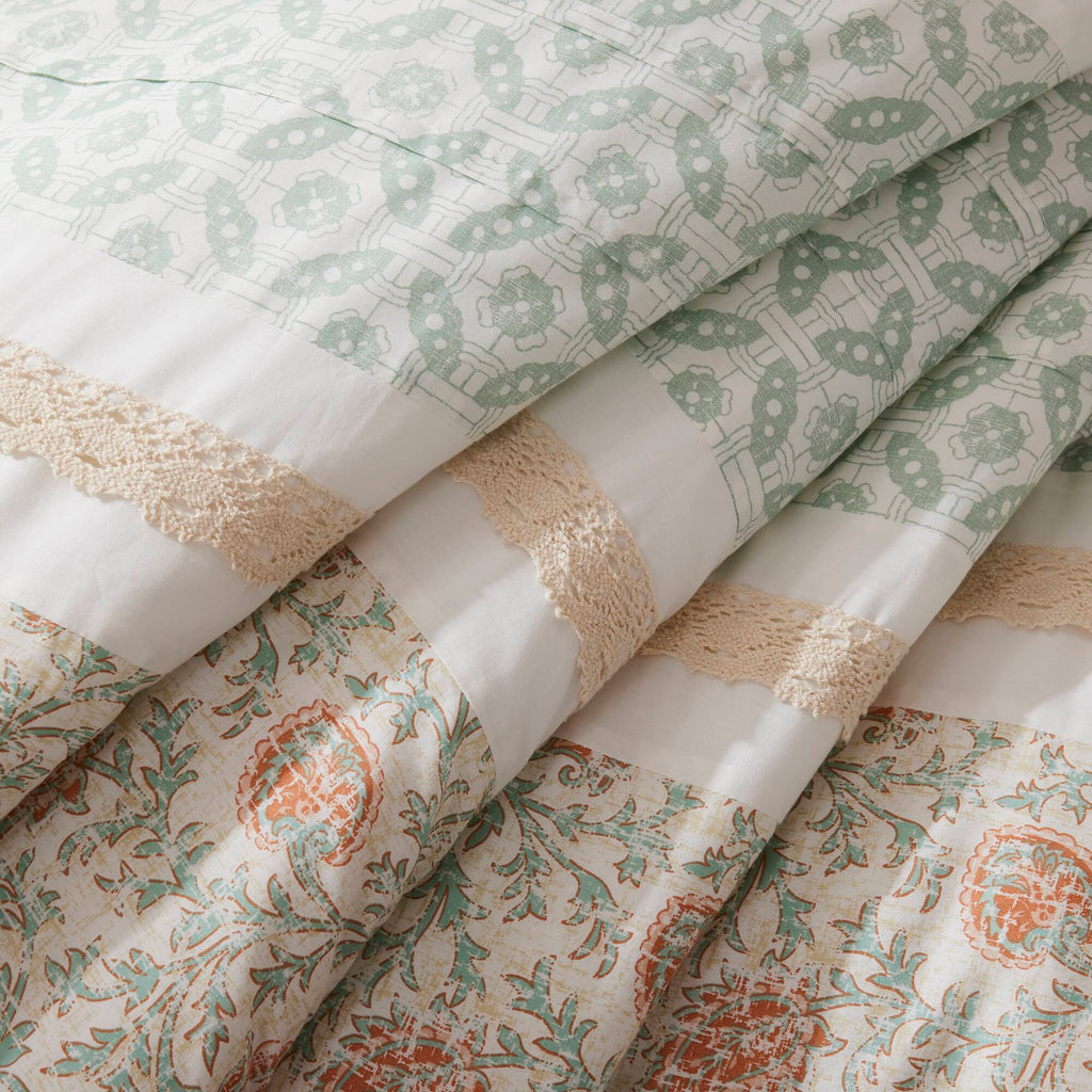 Cotton Percale Comforter Set with Decorative Pillows - Coral