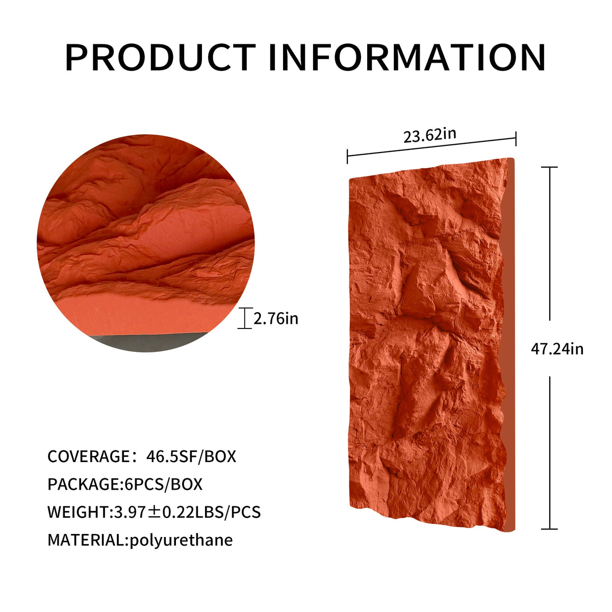 3D Faux Stone Wall Panels with Lightweight Flame-Resistant Design - Natural Stone