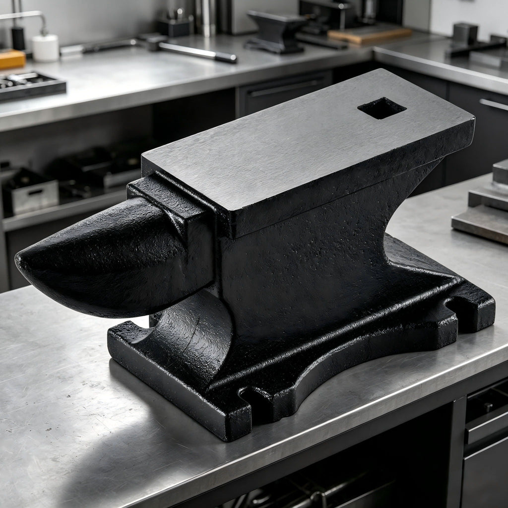 100 Lbs Single Horn Anvil with Hardy Hole - Black