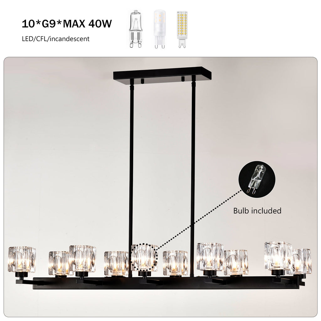 10-Light Dining Room Chandelier with Contemporary Design - Metal