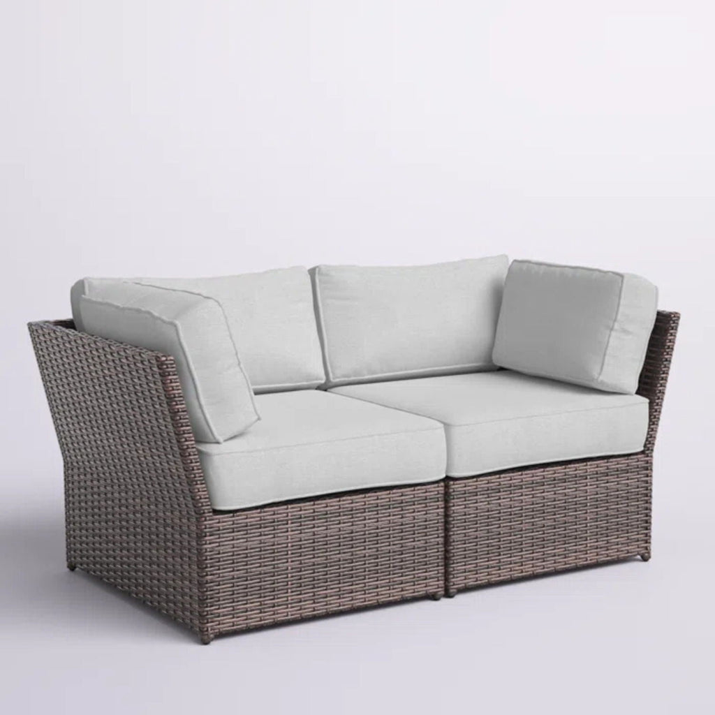 Outdoor Wicker Loveseat with Cushions - Brown