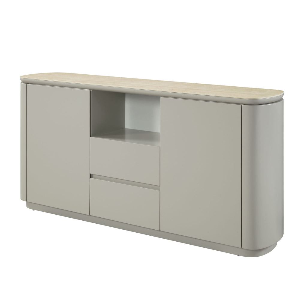 Ingram Ceramic Top Server with Durable Ceramic Top - Light Gray