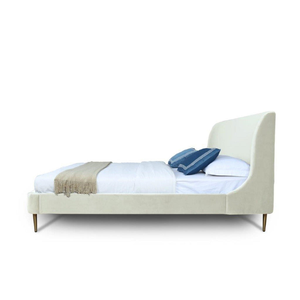 Heather Upholstered Bed with Curved Headboard - Multiple Colors