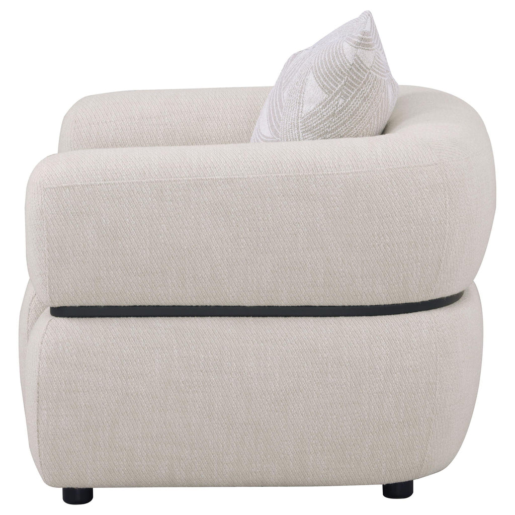 Jeanette Fabric Upholstered Round Arm Accent Chair Beige