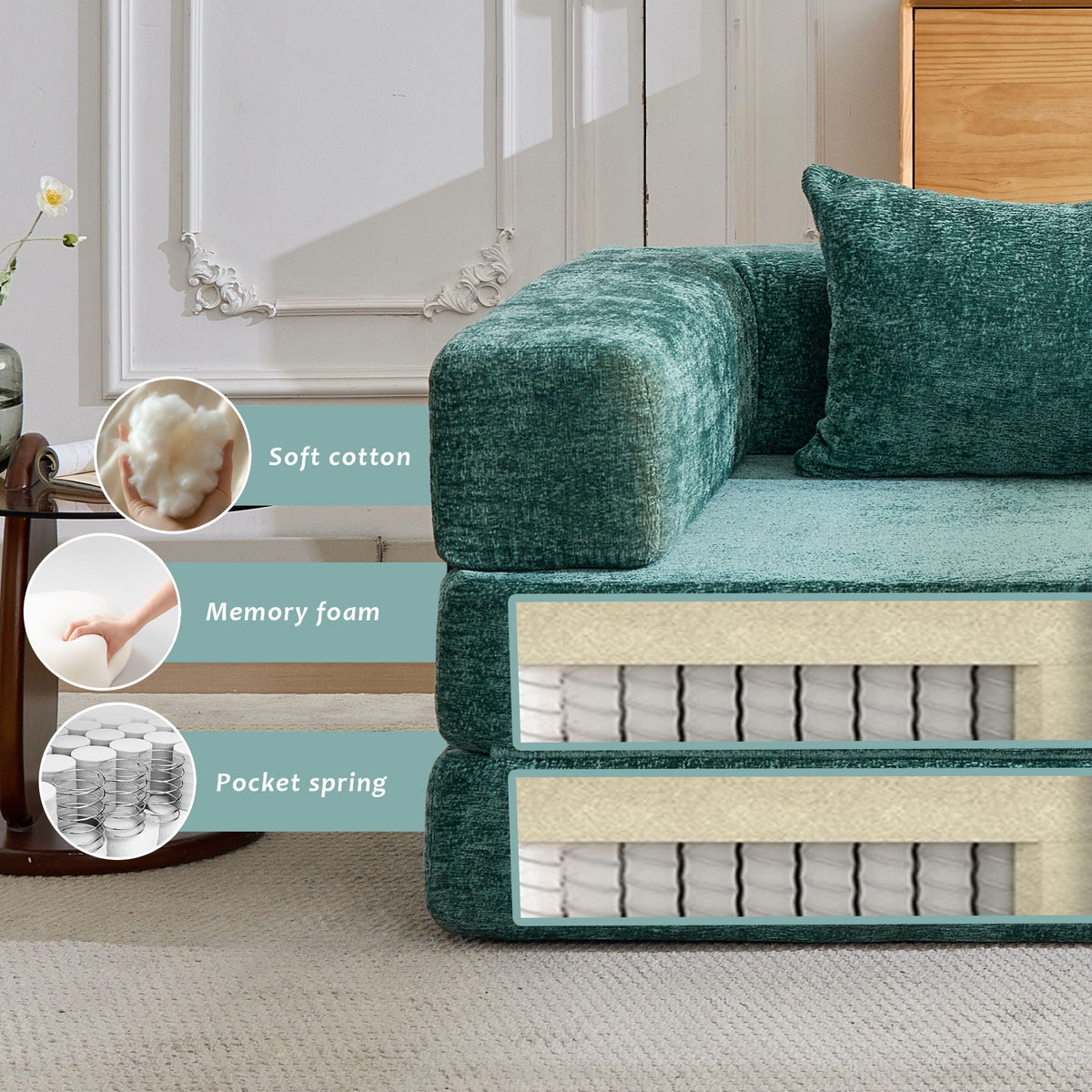 Convertible Floor Sofa Bed with Modular Design - Multiple Colors